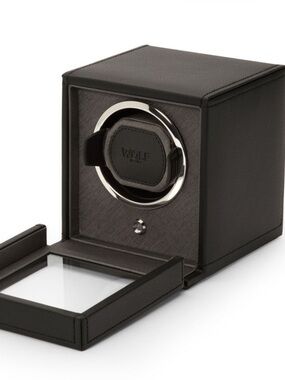 WOLF Cub Single Watch Winder With Cover Black Watch Winder